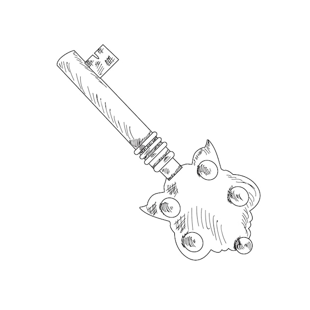 White background sketch of old key