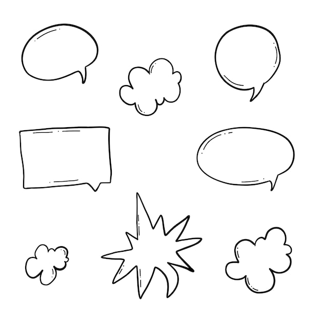 A white background with a black and white drawing of a speech bubble and a cloud with the word chat.