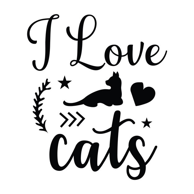 Vector a white background with a black and white picture of cats and hearts