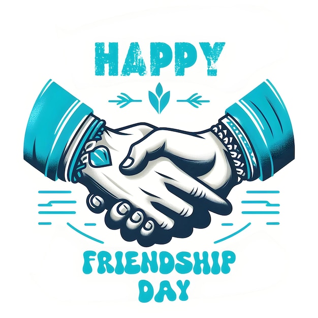 a white background with a blue and pink text happy friendship day