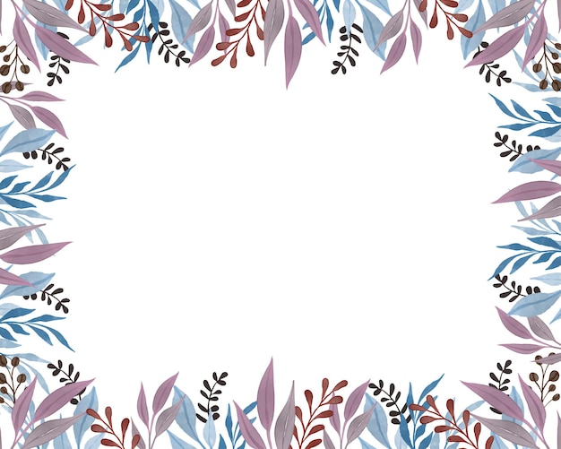 white background with blue and pink watercolor floral frame