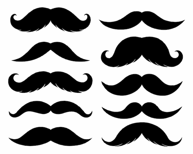 a white background with a bunch of moustaches