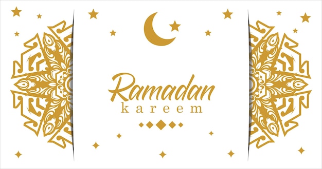 A white background with a gold star and the words ramadan kareem.