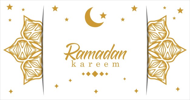 A white background with a gold star and the words ramadan kareem.