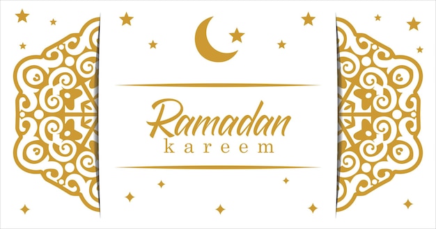 A white background with a gold star and the words ramadan kareem.