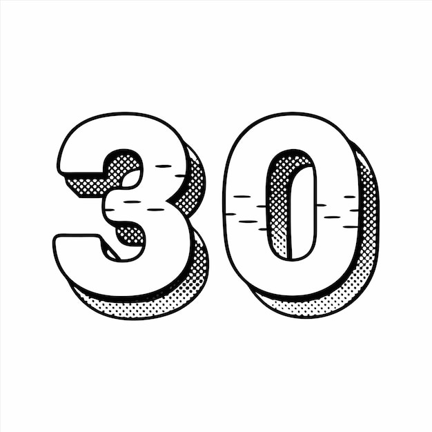 Vector a white background with the number 30 on it