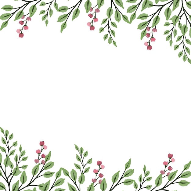 white background with pink wild plant border