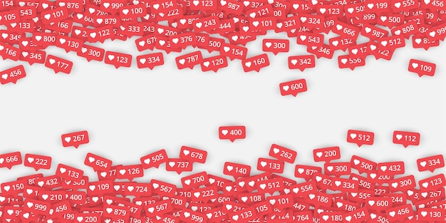 White background with red likes meter with hearts signs