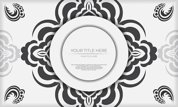 White banner template of gorgeous vector patterns with mandala ornaments and place for your design Invitation card design with mandala patterns