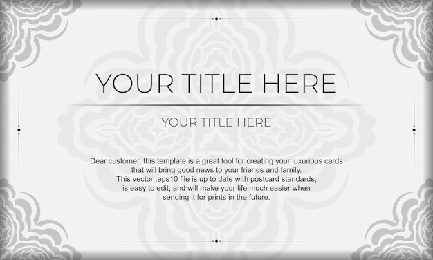 White banner template of gorgeous vector patterns with mandala ornaments and place for your text Printready invitation design with mandala ornament