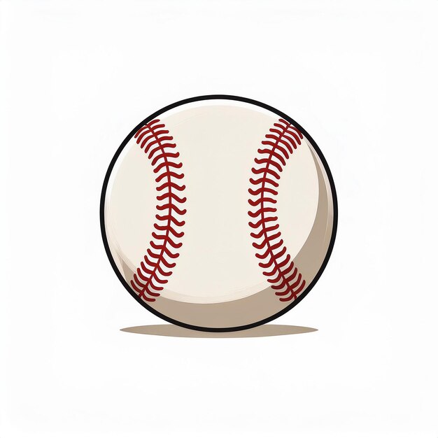 Vector a white baseball with a red stitched on the bottom