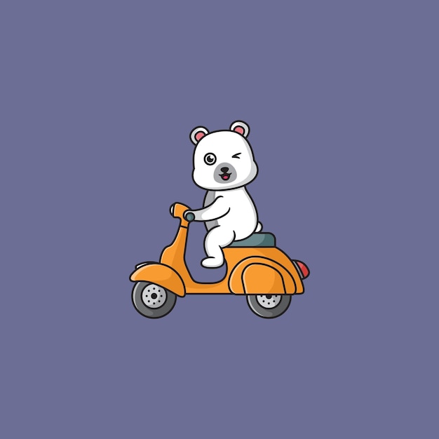 White Bear Scooter Mascot Logo Design