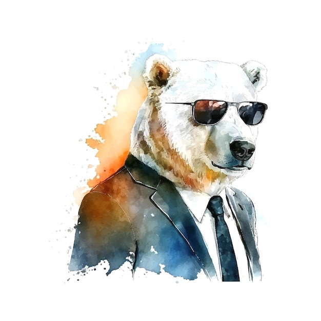 White bear suit fashion concept illustration design vector art illustration business concept cute fu