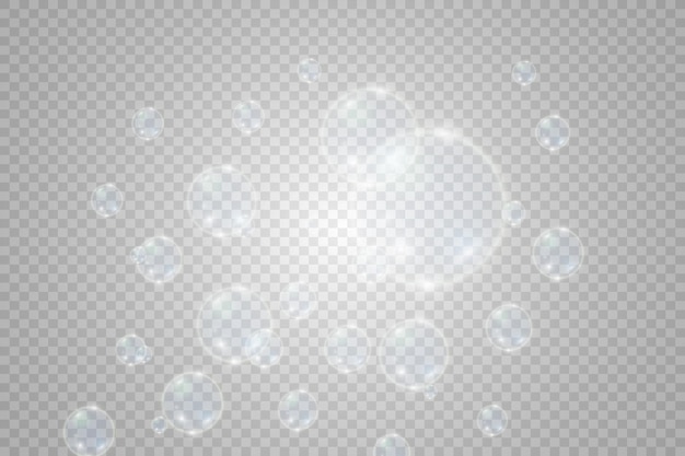 White beautiful bubbles on a transparent background vector illustration. Bubble.