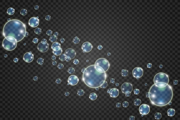 White beautiful bubbles on a transparent background vector illustration. Bubble.