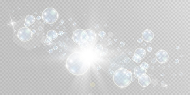 White beautiful bubbles on a transparent background vector illustration. Bubble.