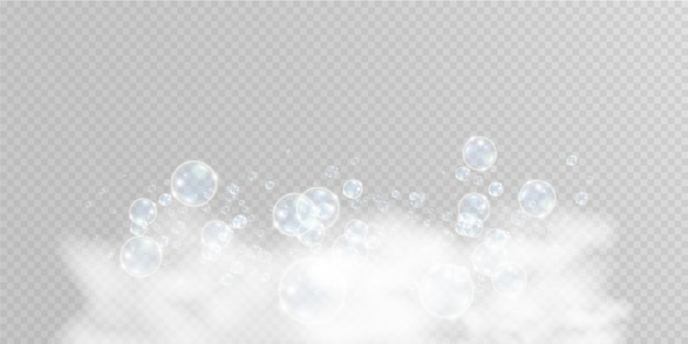 White beautiful bubbles on a transparent background vector illustration. Bubble.