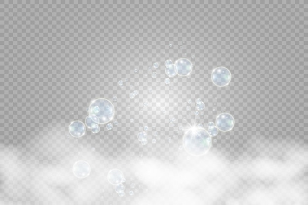 White beautiful bubbles on a transparent background vector illustration. Bubble.