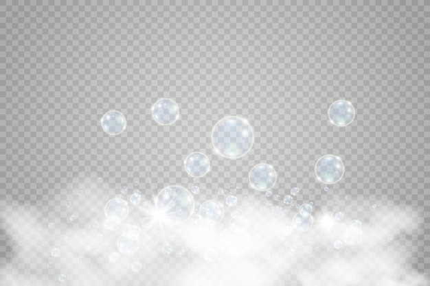 White beautiful bubbles on a transparent background vector illustration. Bubble.