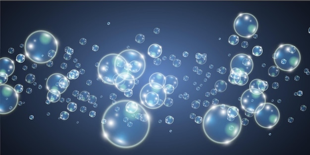 White beautiful bubbles on a transparent background vector illustration. Bubble.