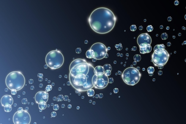 White beautiful bubbles on a transparent background vector illustration. Bubble.