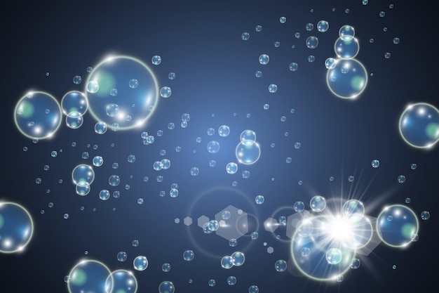 White beautiful bubbles on a transparent background vector illustration. Bubble.