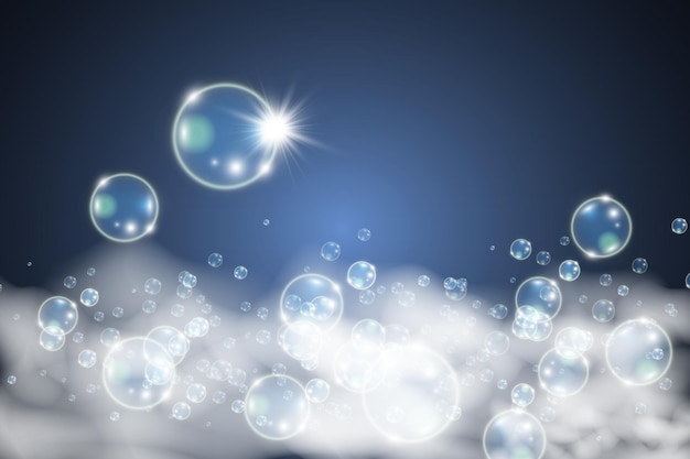 White beautiful bubbles on a transparent background vector illustration. Bubble.