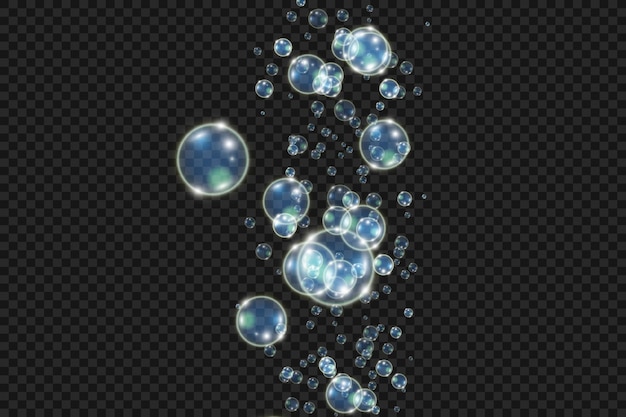 White beautiful bubbles on a transparent background vector illustration. Bubble.