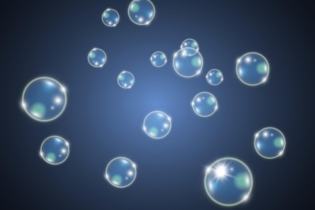 White beautiful bubbles on a transparent background vector illustration. Bubble.