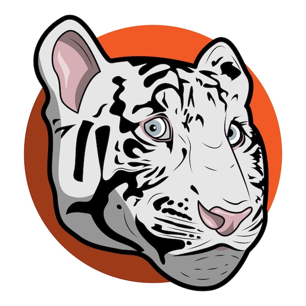 white bengal tiger baby head cartoon vector