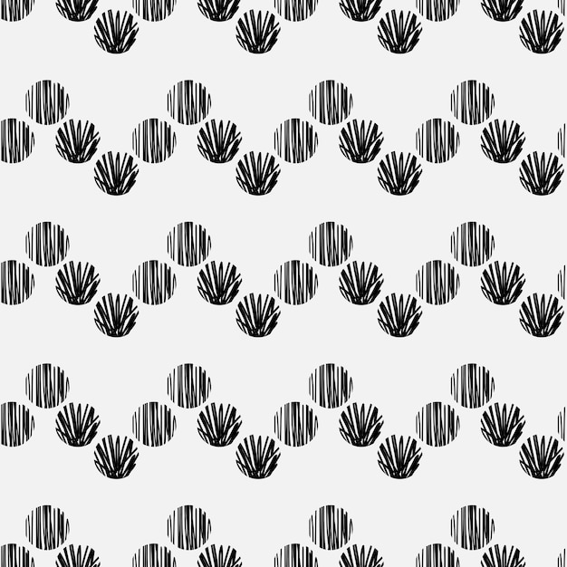 White and black abstract seamless zigzag pattern with circles Hand drawn winter textures background