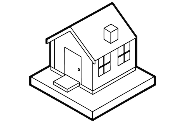 White and Black building and house coloring page