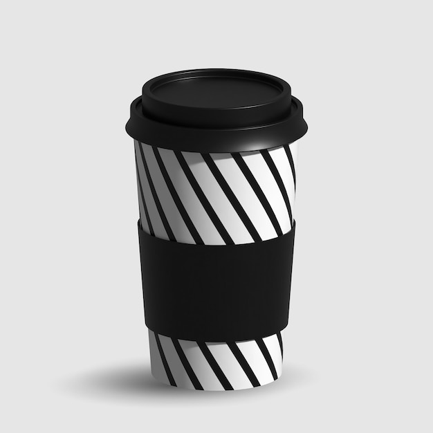 White Black Coffee Cup Isolated For Mockup Vector