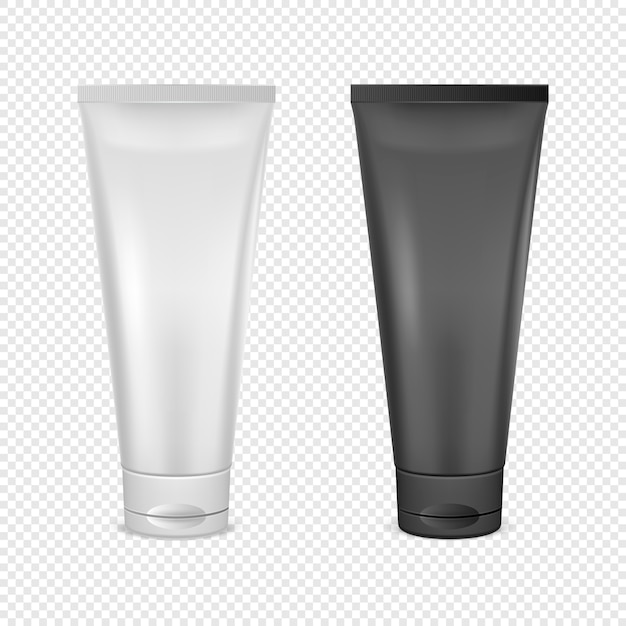 White and black cream tube icon set.