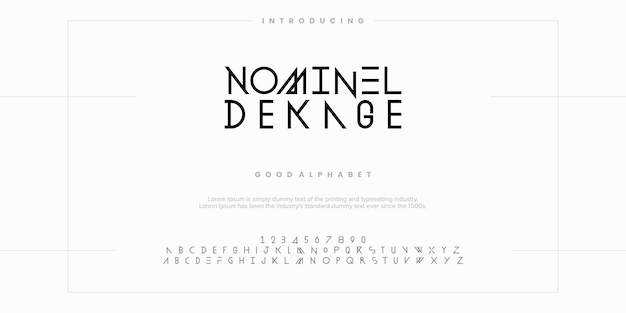 Vector a white and black font that says nominel dekage alphabet vector illustrations font