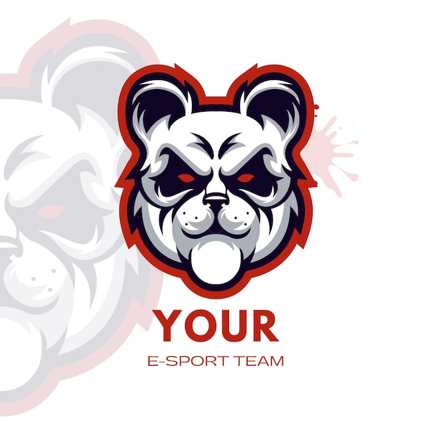 White and Black Modern Bear Illustration Gaming Logo