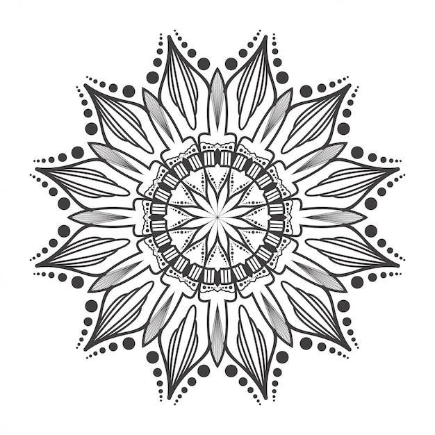 White and black round mandala