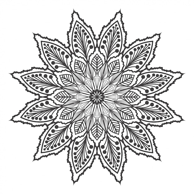 White and black round mandala