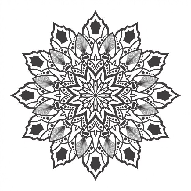 White and black round mandala