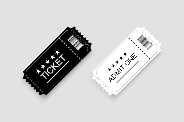 White and black Ticket or coupon with shadow