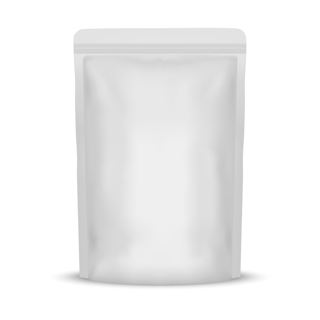 Vector white blank foil food bag packaging