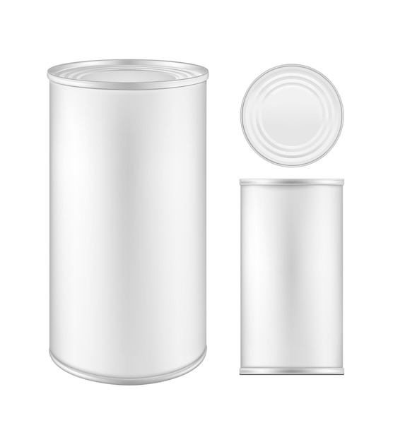 White blank metal tincan for soup fish beans and other products Mock up tin can