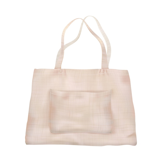 White blank mockup of canvas tote bag with cloth texture isolated from background