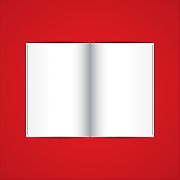 White Blank Paper Note Book on Red Background