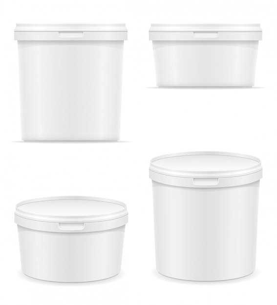 Vector white blank plastic container for ice cream or dessert vector illustration