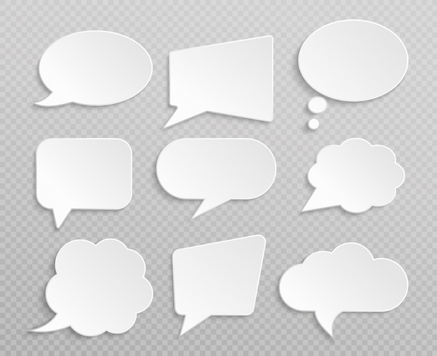 White blank retro speech bubbles isolated  set