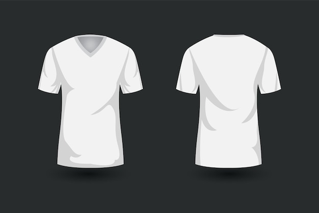 White blank t-shirt front and back views realistic sports clothing uniform template