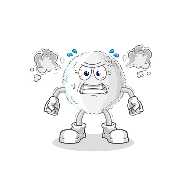 White blood very angry mascot cartoon vector