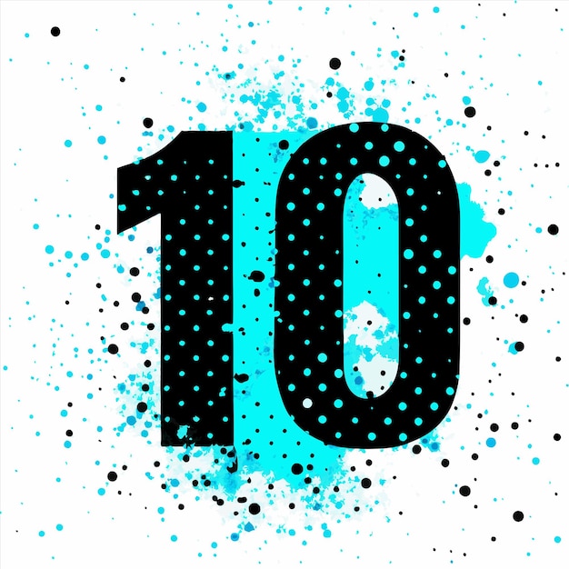 Vector a white and blue background with a black and blue number 10