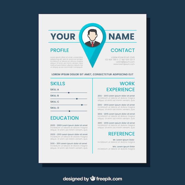 White and blue cv template